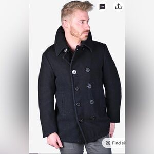 Men's 1970’s Vintage Fox Knapp Double Breasted Pea Coat Black Size 40